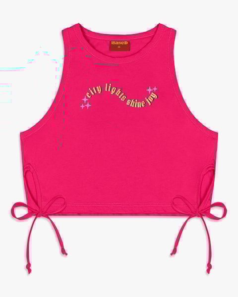 Blusa Cropped Juvenil em Cotton com Amarração - BaseD - Cherry