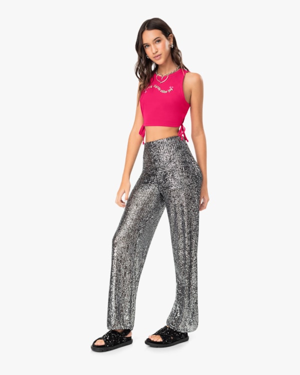 Blusa Cropped Juvenil em Cotton com Amarração - BaseD - Cherry