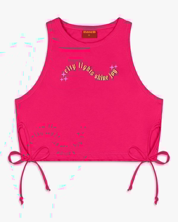 Blusa Cropped Juvenil em Cotton com Amarração - BaseD - Cherry