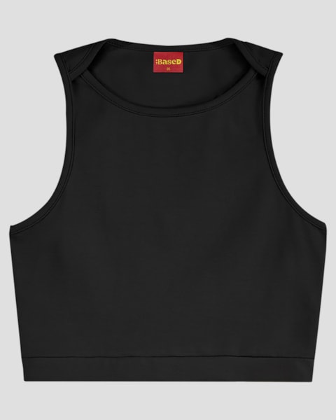 Blusa Cropped Juvenil em Malha Cotton BaseD Preto