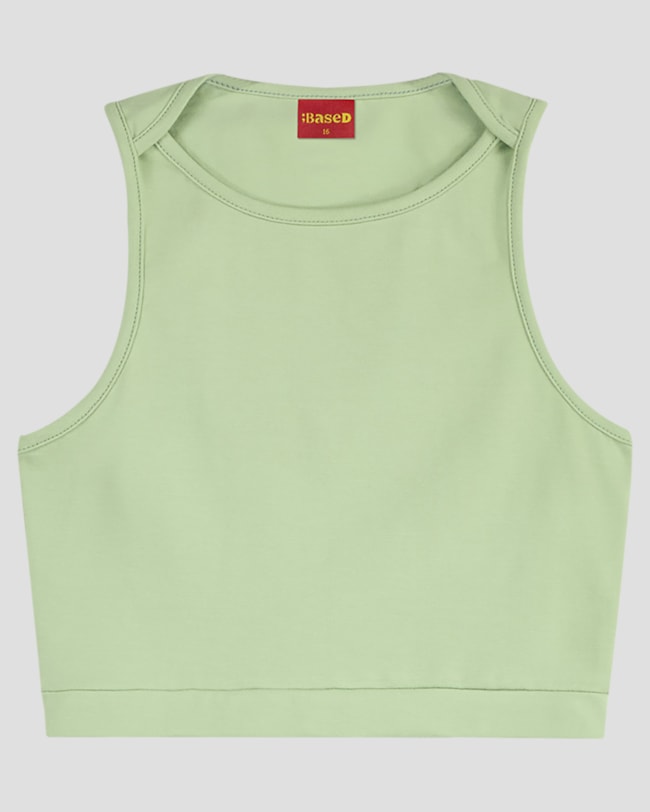 Blusa Cropped Juvenil em Malha Cotton BaseD Verde-75488abd-6b75-4539-96d0-2c98e6133466