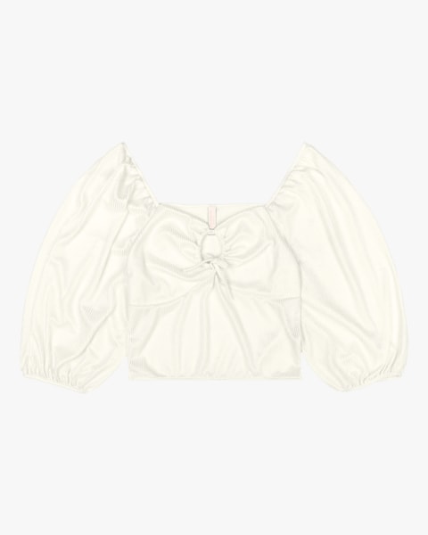 Blusa Cropped Plus Size em Malha Canelada Cereja Rosa Natural