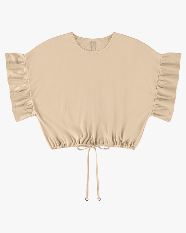 Blusa Curta com Babado na Manga - Cereja Rosa - Deserto P-89fcd2ed-39e8-4931-85a3-84d049d38622