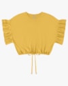 Blusa Curta com Babado na Manga - Cereja Rosa - Mostarda P-4c3710f3-be68-49ec-8738-270b8fd91407