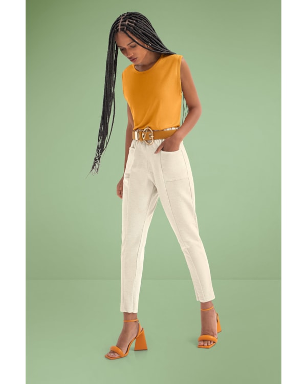 Blusa de Tricot e Viscose sem Manga Cereja Rosa