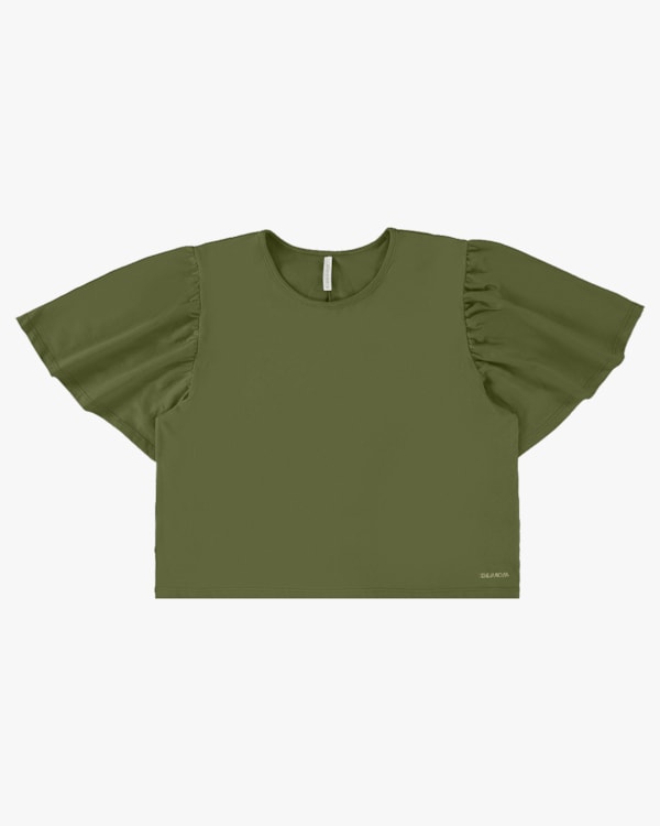 Blusa em Meia Malha com Manga Flare - Cereja Rosa - Oliveira P