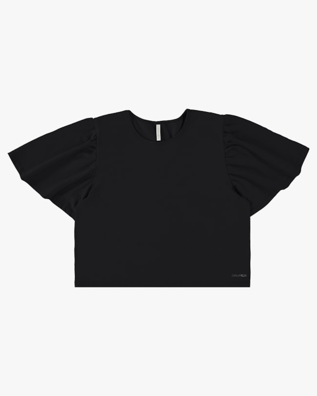 Blusa em Meia Malha com Manga Flare - Cereja Rosa - Preto P-72bff029-a223-4bfc-ab03-8a70457f6dca