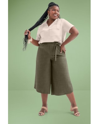 Blusa em Tecido Viscose e Linho Cereja Curves
