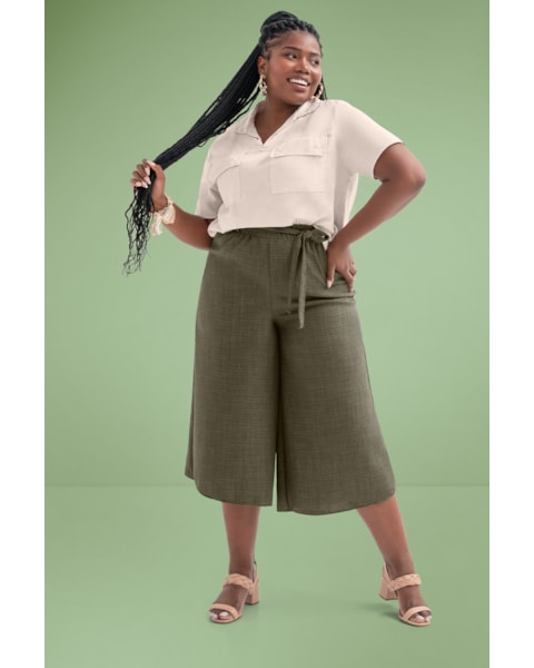 Blusa em Tecido Viscose e Linho Cereja Curves