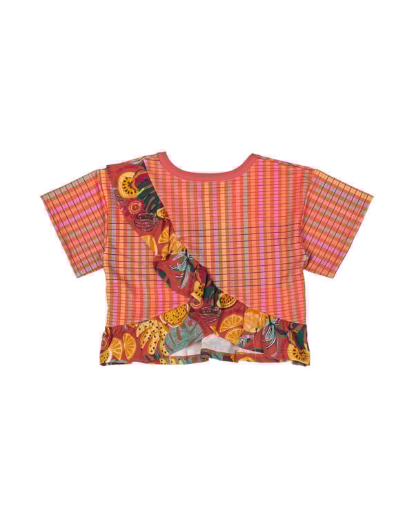 Blusa Estampada com Babados Menina Kely Kety