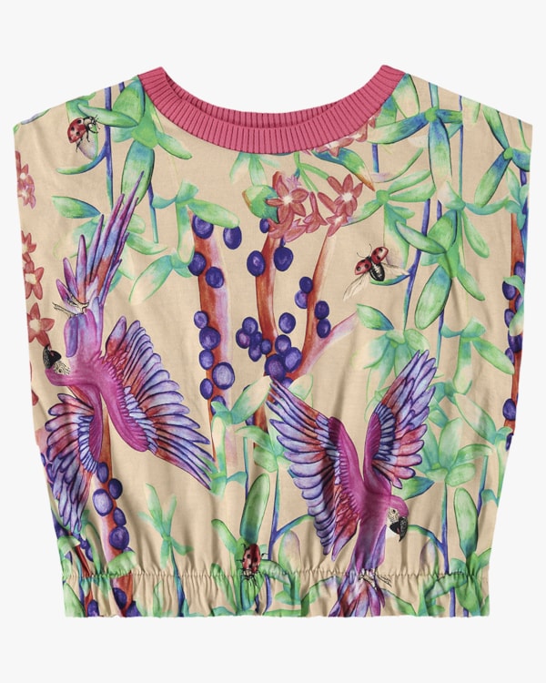 Blusa Estampada com Retilínea - Cereja Rosa - Deserto