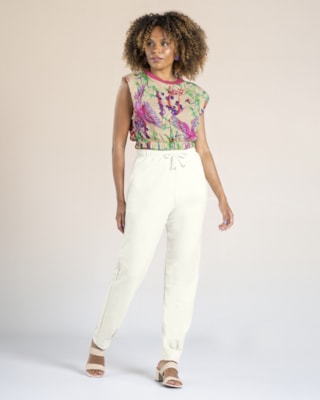 Blusa Estampada com Retilínea - Cereja Rosa - Deserto P
