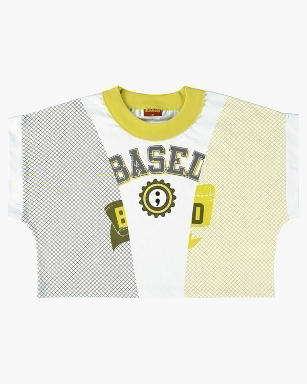 Blusa Estampada Juvenil com Gola Contraste - BaseD - Aspargo