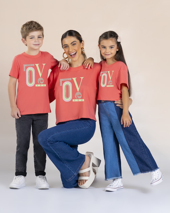 Blusa Estampada Mãe e Filhos - Cereja Rosa - Lagosta-9deffe57-c1e3-49ed-b319-476300823290