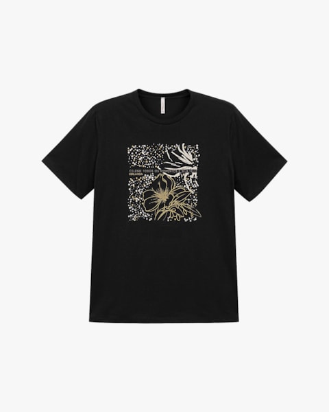 Blusa Femina Plus Size com Estampa Metalizada - Cereja Rosa - Preto