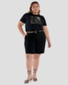 Blusa Femina Plus Size com Estampa Metalizada - Cereja Rosa - Preto-64647c4f-a284-4726-b64b-1c17dfe51443