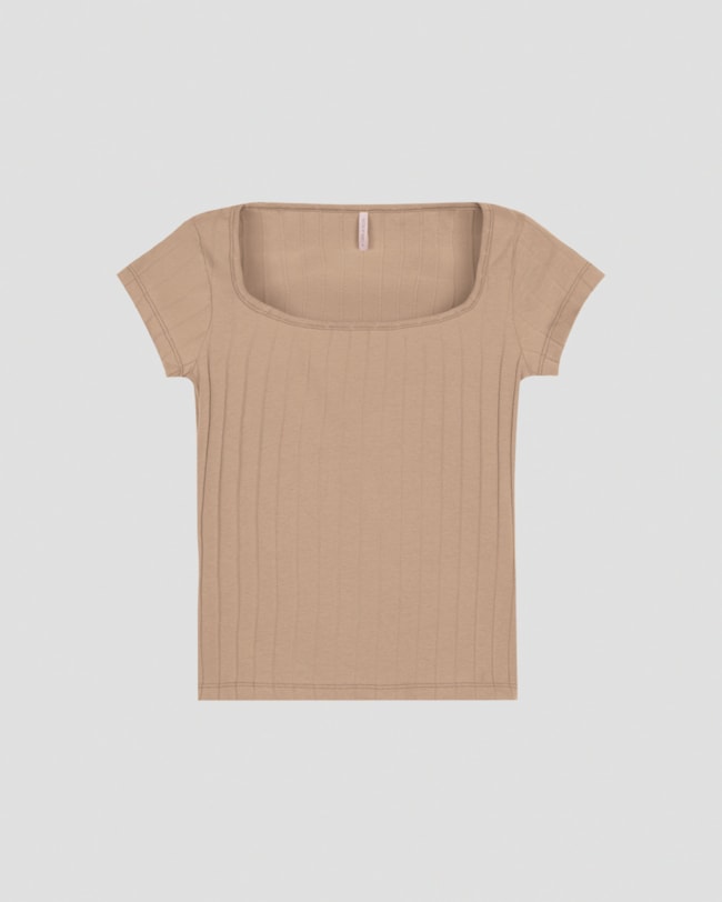 Blusa Feminina Canelada com Decote Quadrado Cereja Rosa Bege-e86cdfda-5ecf-4982-9f3a-ab0c2910b447