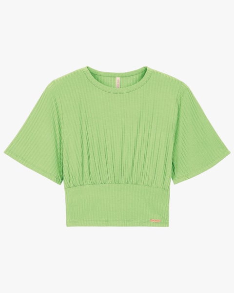 Blusa Feminina Canelada com Manga Ampla - Cereja Rosa - Lume