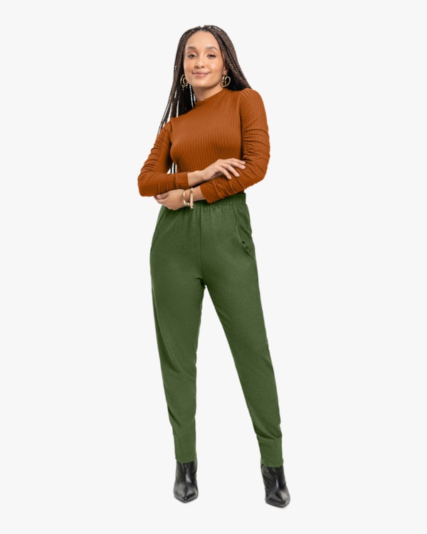 Blusa Feminina Canelada com Manga Longa Franzida - Cereja Rosa - Inca