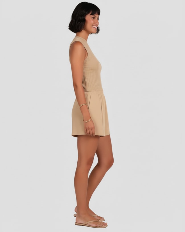 Blusa Feminina Canelada em Linho Cereja Rosa CREME CARAMELO-b6e23b99-d835-4109-bd03-a1de4efe94e0