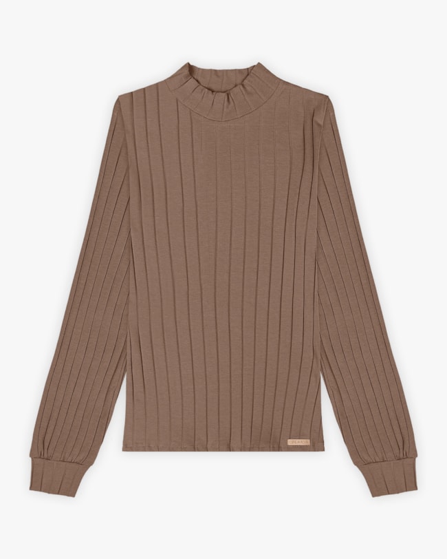 Blusa Feminina Canelada Manga Longa com Gola Alta - Cereja Rosa - Macchiato-217990c1-5f28-4f83-8d78-ba4afa9f0c11