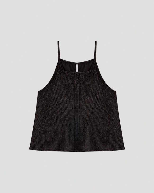 Blusa Feminina Cereja Rosa em Malha Canelada com Brilho Preto-a56a3d13-9a11-4430-91a5-4941474ffd86