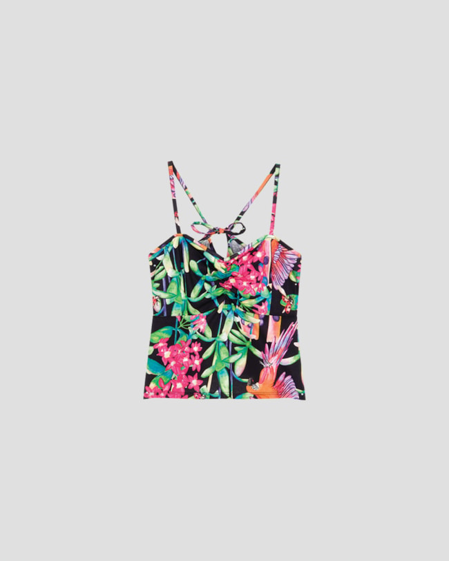 Blusa Feminina Cereja Rosa em Meia Malha Estampada Preto-54211922-d08b-4e8e-bf0c-77fcb132d7bc