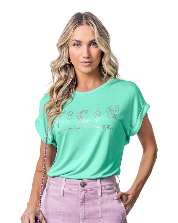 Blusa Feminina Cereja Rosa Foil