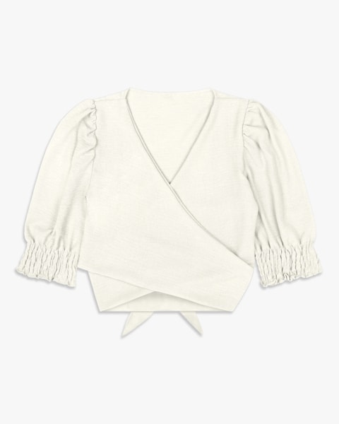 Blusa Feminina com Decote V Transpassado - Cereja Rosa -Natural