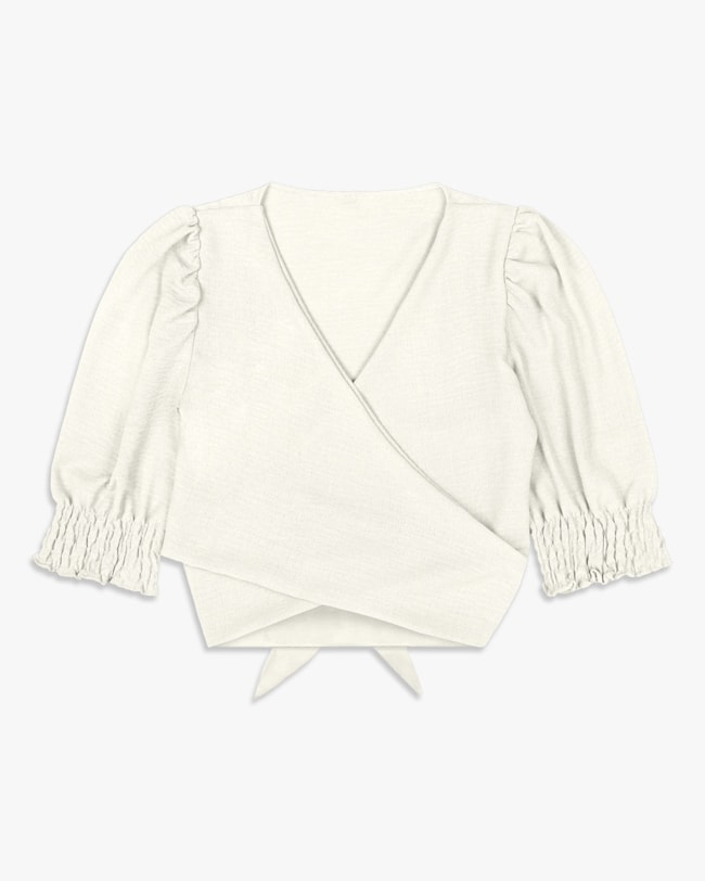 Blusa Feminina com Decote V Transpassado - Cereja Rosa -Natural-b731fc74-1711-41c3-becf-42251757789e