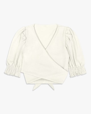 Blusa Feminina com Decote V Transpassado - Cereja Rosa -Natural-G