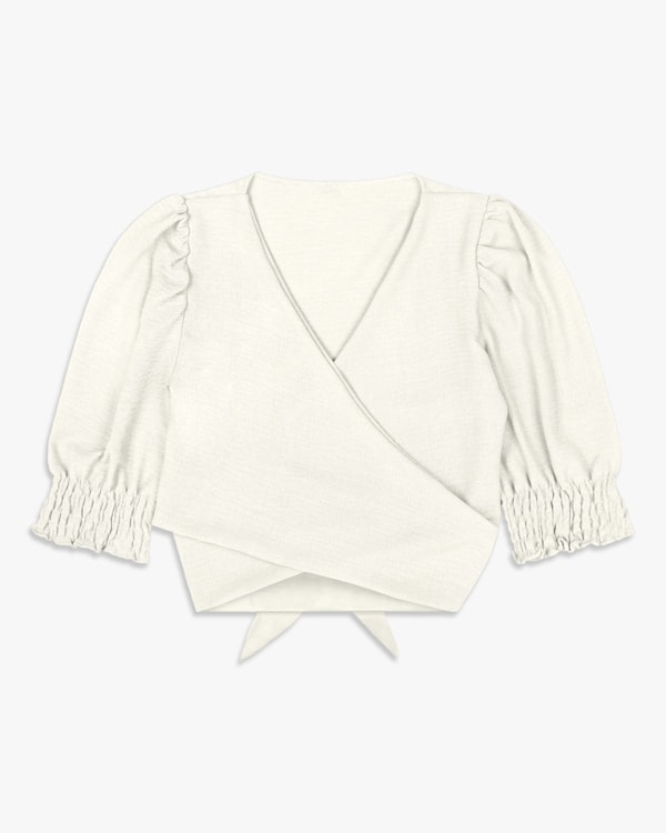 Blusa Feminina com Decote V Transpassado - Cereja Rosa -Natural-G