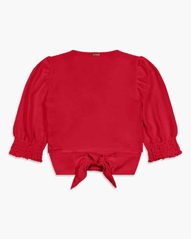 Blusa Feminina com Decote V Transpassado - Cereja Rosa - Vermelho-G-8f1d47f8-78ab-469f-92bc-9b19db30cef8