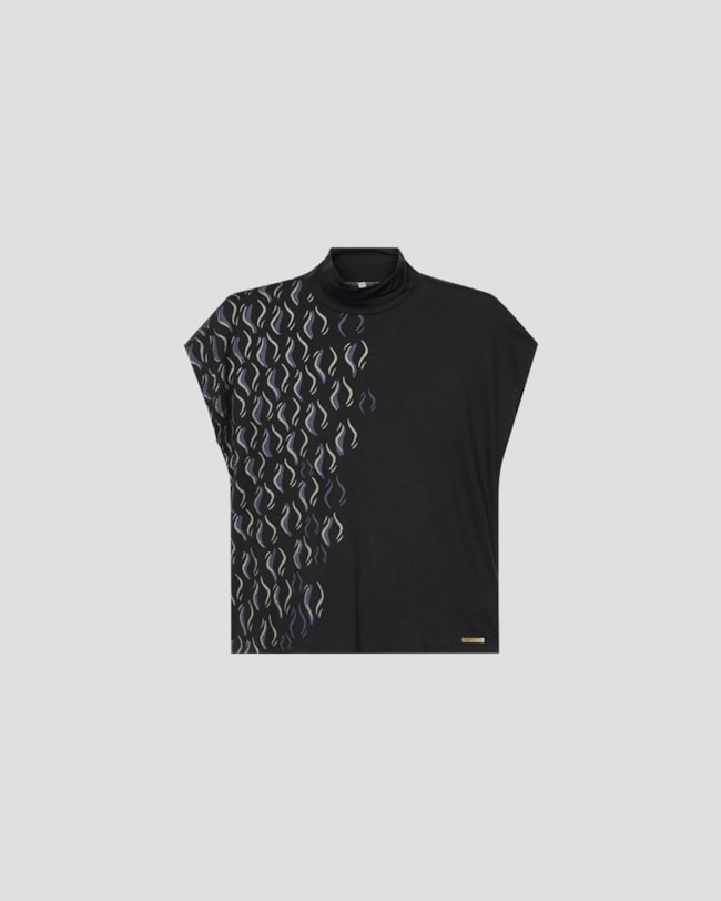 Blusa Feminina com Estampa Metalizada Gola Alta - Cereja Rosa - Preto-2fc9d76a-a800-4ef2-85f8-96bf1ffbf4fa