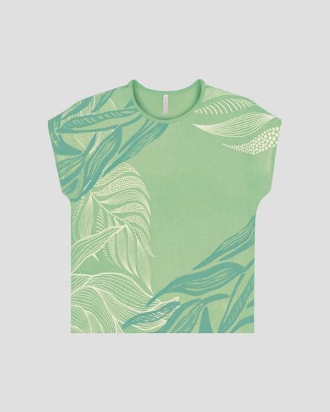 Blusa Feminina com Estampa Sublimada Cereja Rosa Verde