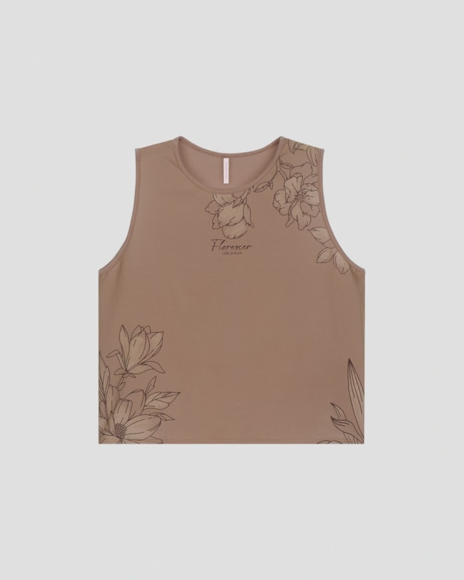 Blusa Feminina com Estampada Floral Cereja Rosa Marrom-82144162-c258-42e6-93be-048157f32b45