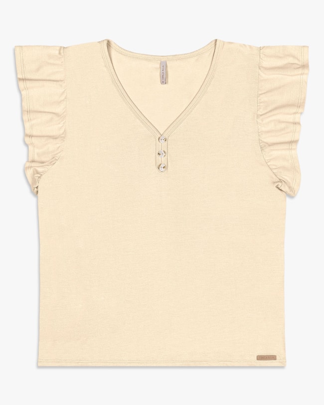 Blusa Feminina com Manga Babado - Cereja Rosa - Tapioca-cf096e7f-7a0c-4b96-911a-3ed748688578