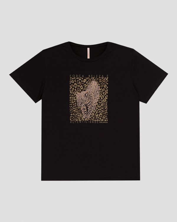Blusa Feminina em Malha com Estampa Glitter Cereja Rosa Preto
