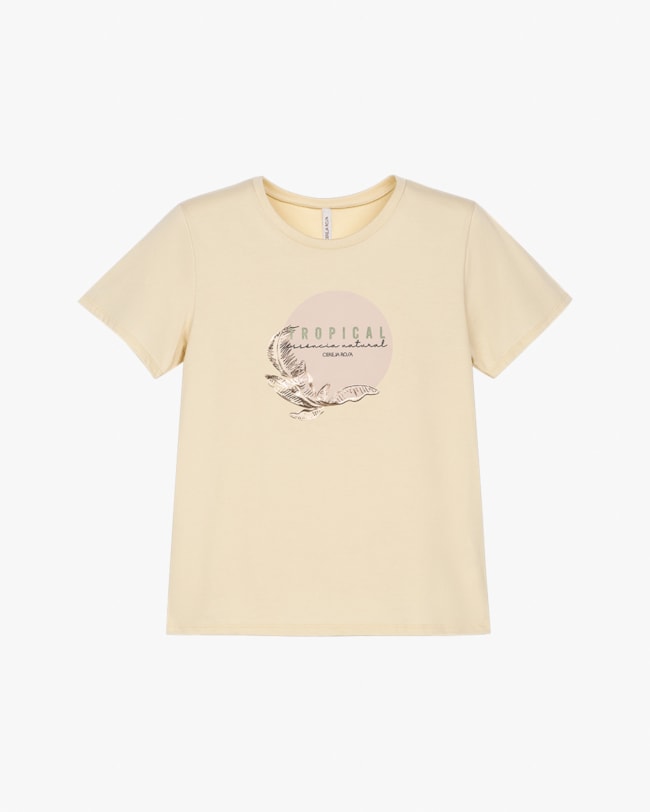 Blusa Feminina em Malha com Estampa Metalizada - Cereja Rosa - Tapioca-1001c12e-5232-41d1-8420-5838184746b4