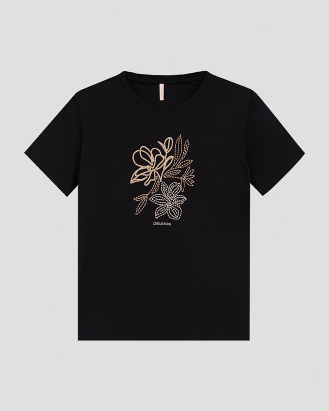 Blusa Feminina em Meia Estampa Relevo Cereja Rosa Preto-3dd91bff-fbda-4ef3-993a-f33b994d9d32
