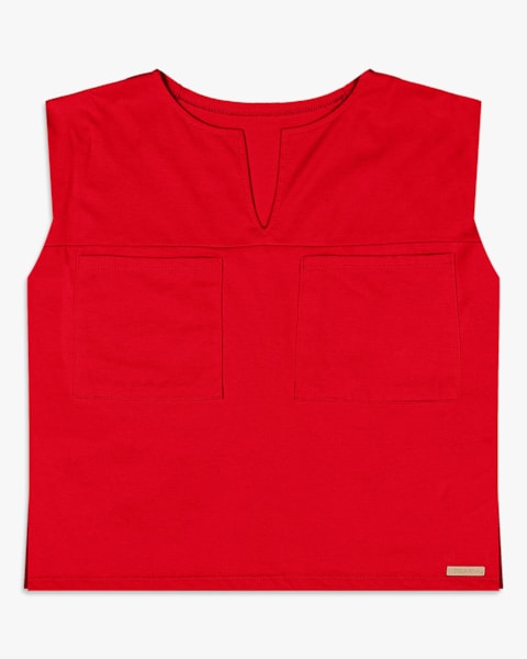 Blusa Feminina em Meia Malha com  Abertura Lateral - Cereja Rosa - Tomato