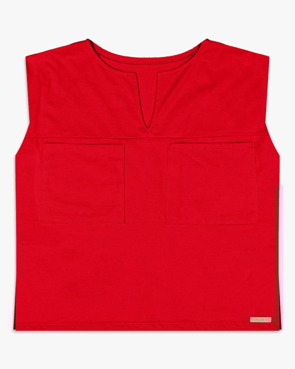Blusa Feminina em Meia Malha com  Abertura Lateral - Cereja Rosa - Tomato