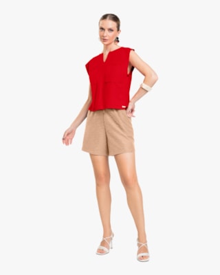 Blusa Feminina em Meia Malha com  Abertura Lateral - Cereja Rosa - Tomato-GG