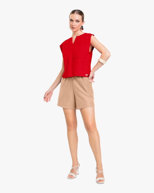 Blusa Feminina em Meia Malha com  Abertura Lateral - Cereja Rosa - Tomato-GG-371596bd-e222-4fda-8068-00f1a1f7ad9b