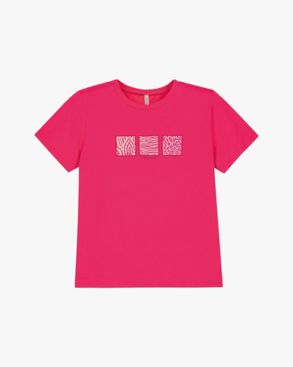 Blusa Feminina em Meia Malha com Estampa Metalizada - Cereja Rosa - Cherry