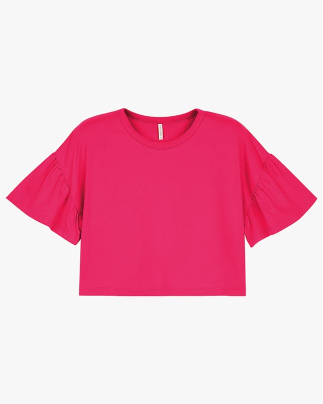 Blusa Feminina em Meia Malha com Mangas Ampla -  Cereja Rosa - Cherry-149c5de3-c678-44f7-90e7-ec0f8fac5b03