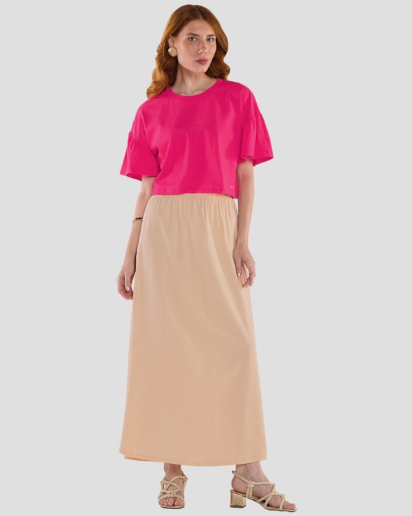 Blusa Feminina em Meia Malha com Mangas Ampla -  Cereja Rosa - Cherry