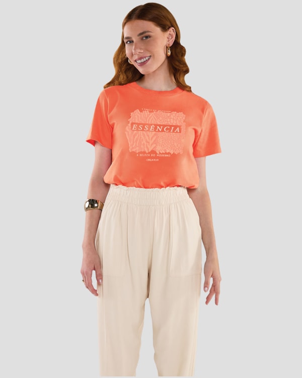 Blusa Feminina em Meia Malha com Retilínea - Cereja Rosa - Mango