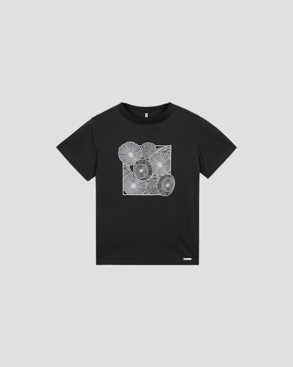 Blusa Feminina em Meia Malha com Retilínea - Cereja Rosa - Preto