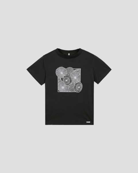 Blusa Feminina em Meia Malha com Retilínea - Cereja Rosa - Preto